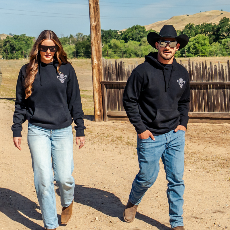 Western Grit Skull Cowboy Hoodie – Vintage Grit Unisex Hoodie
