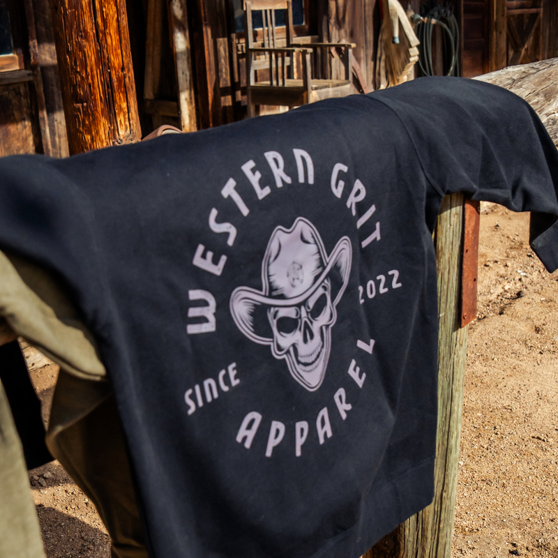 Western Grit Skull Cowboy Hoodie – Vintage Grit Unisex Hoodie