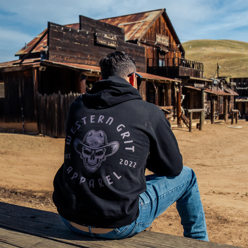 Western Grit Skull Cowboy Hoodie – Vintage Grit Unisex Hoodie
