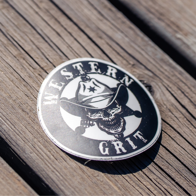 Western Grit Skull Cowboy Sticker – Rugged Western Outlaw Vinyl Decal