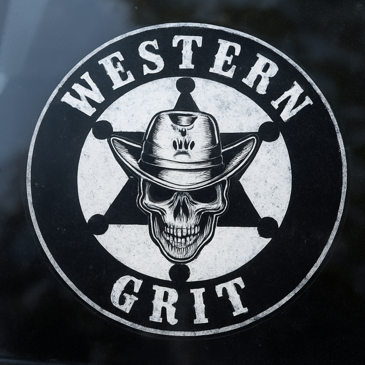 Western Grit Skull Cowboy Sticker – Rugged Western Outlaw Vinyl Decal