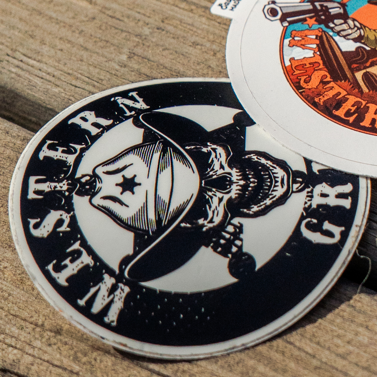 Western Grit Skull Cowboy Sticker – Rugged Western Outlaw Vinyl Decal