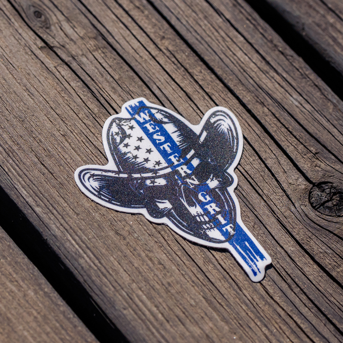 Western Grit Thin Blue Line Lawman Sticker – Western Police Support Vinyl Decal