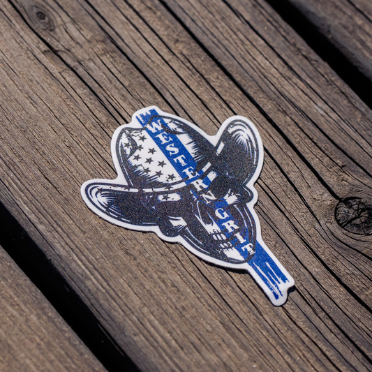 Western Grit Thin Blue Line Lawman Sticker – Western Police Support Vinyl Decal