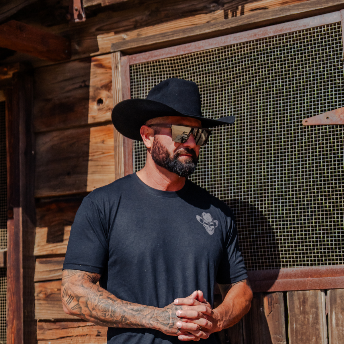 Western Grit Skull Cowboy Graphic Tee – Cowboy Streetwear Vintage Grit Unisex T-Shirt